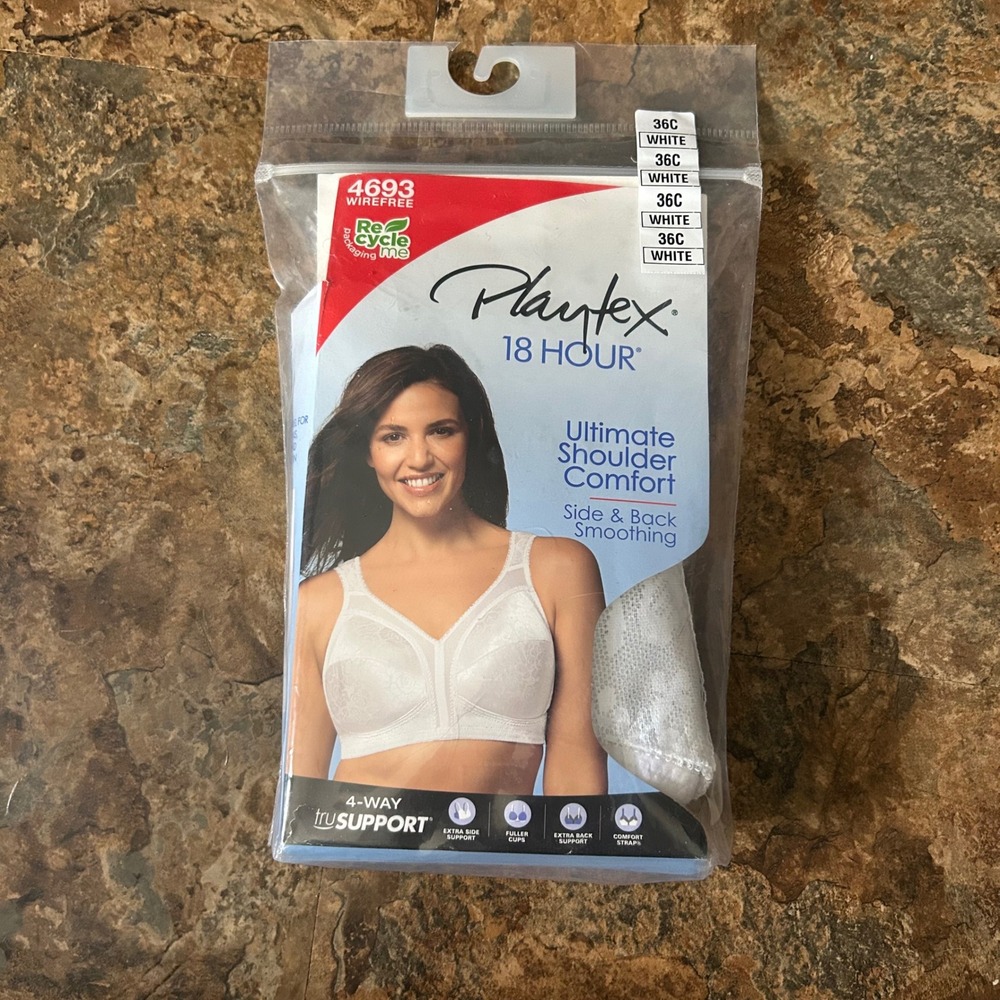 Playtex 18 Hour Ultimate Shoulder Comfort Wireless Bra Women Size 36C White